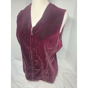 Vtg Emerald M Red Velvet Vest Waistcoat Steampunk Unisex Whimsigoth Romantic